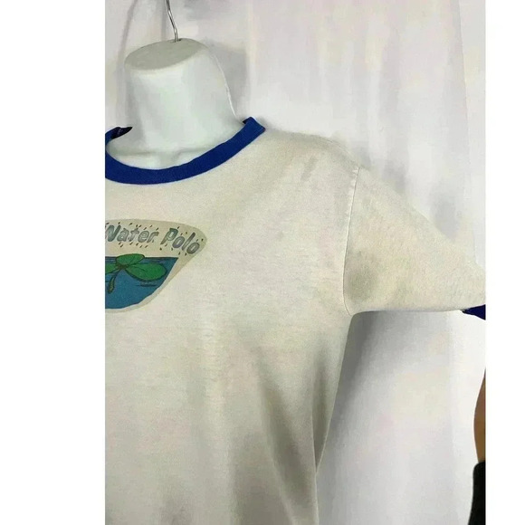 VTG Girls Water Polo T-Shirt SMALL We Were Made Stronger Retro STAINS - Picture 10 of 12